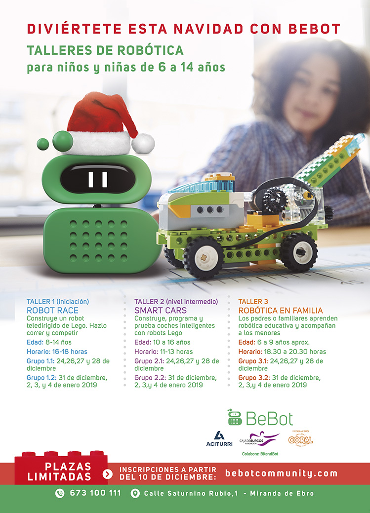 Oferta de talleres de robótica en Navidad de Bebot Miranda